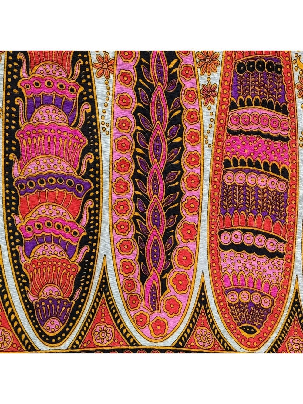 60s Vintage Alex Coleman Psychedelic Neon Multi-color Floral Palazzo Pants M-L - Picture 11 of 14